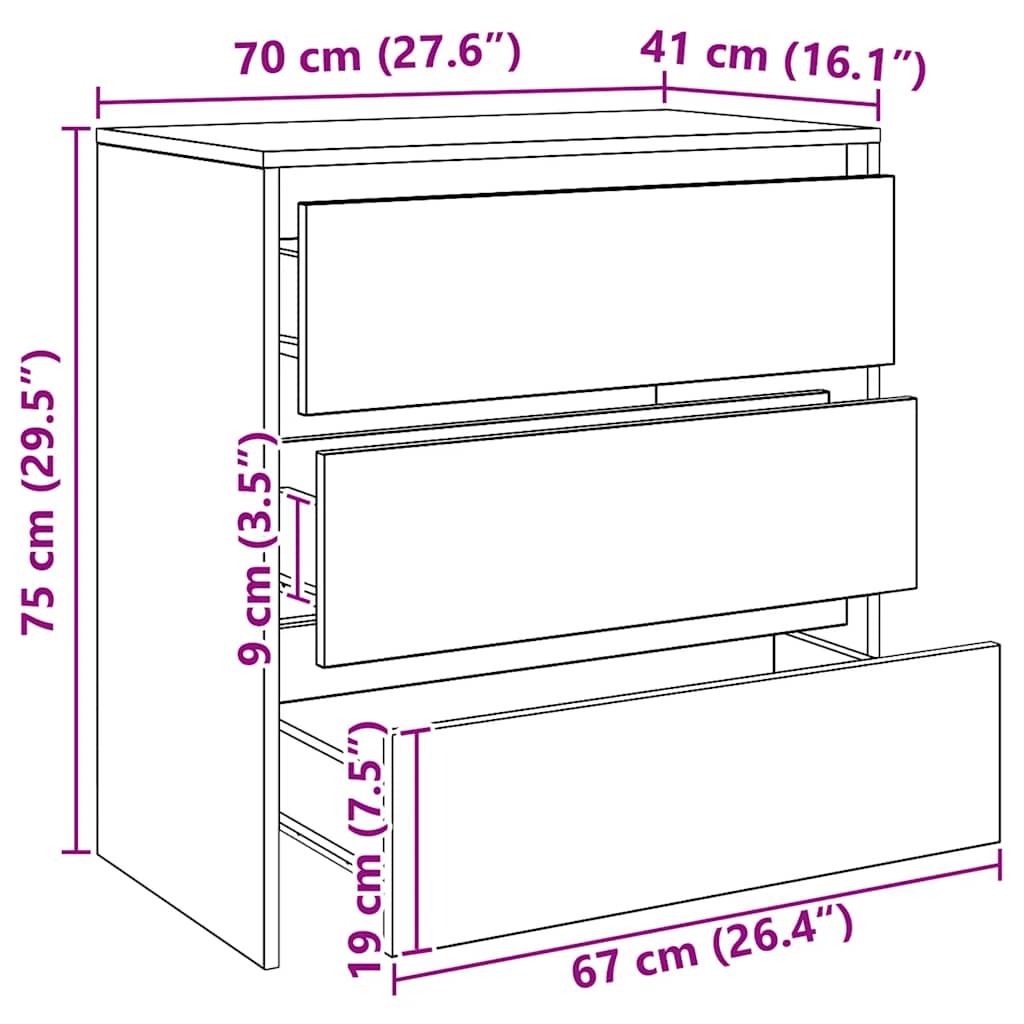 Sideboard Artisan Oak 70x41x75 cm Engineered Wood